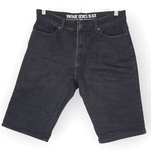 VINTAGE GENES Black Men's Slim Fit Denim Jean Shorts W30 Normcore Casual Classic